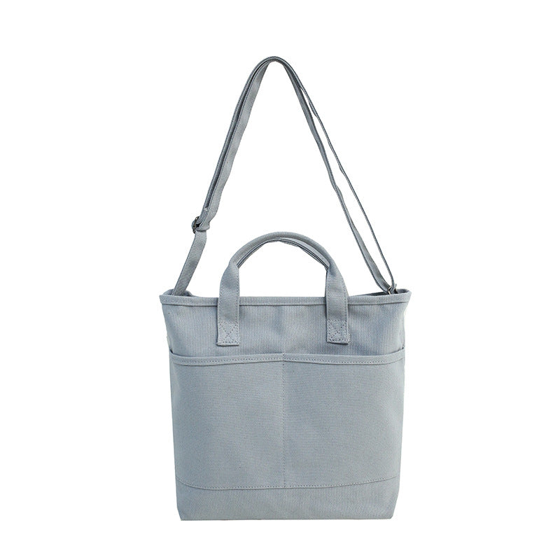 Solid Color Messenger Korean Girls' Canvas Satchel