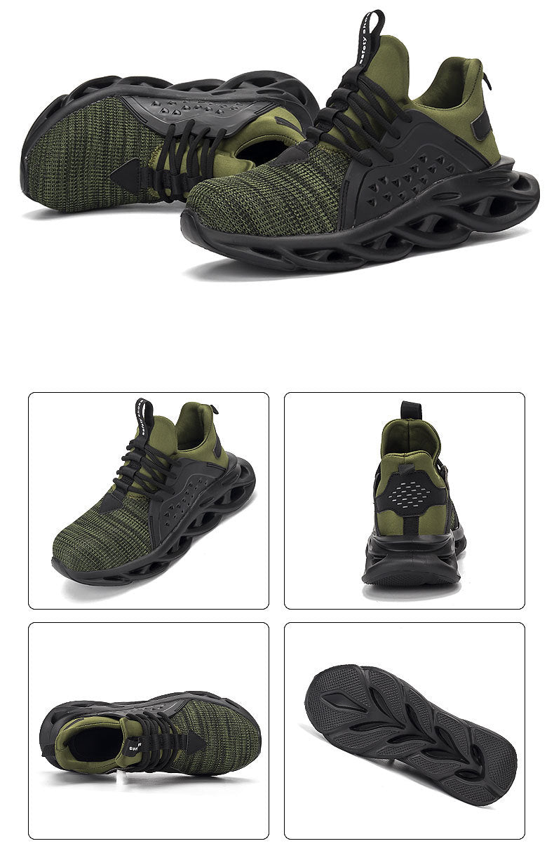 Breathable fly-knit sports and leisure work protective shoes