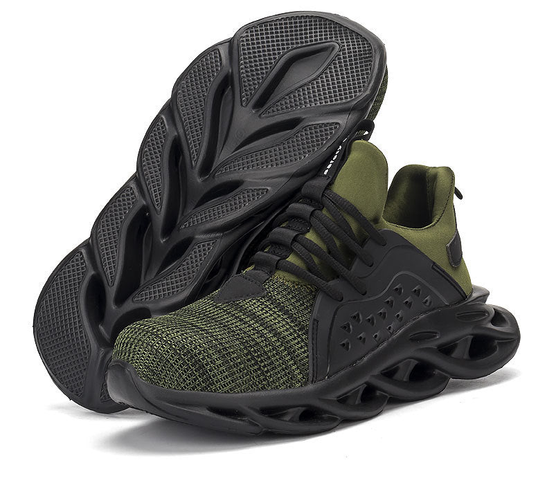 Breathable fly-knit sports and leisure work protective shoes