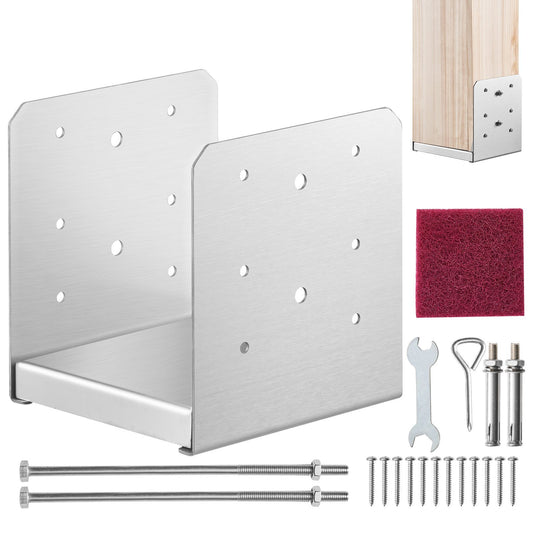 6"x 6" Post Base, 1Pcs Stainless Steel Adjustable Post Anchor Bracket(Internal 5.9 x 5.5"), Adjustable Post Base for Pavilion Deck Porch Handrail Railing Support Decorative Anchor Plate