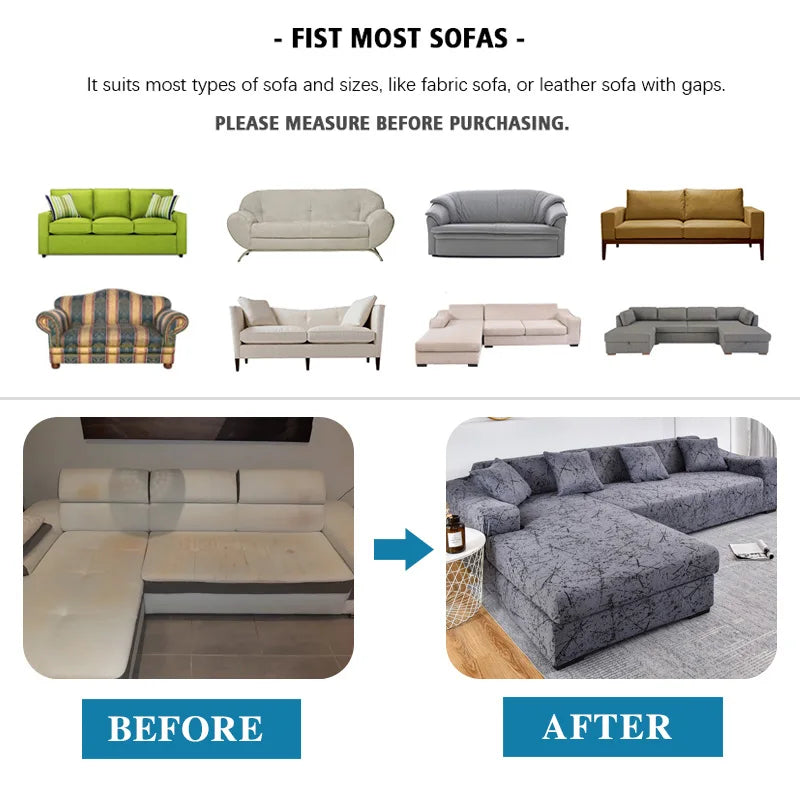 Elastic Sofa Covers for Living Room Sofa Cover Geometric Couch Cover Pets Corner L Shaped Chaise Longue Sofa Slipcover 1PC