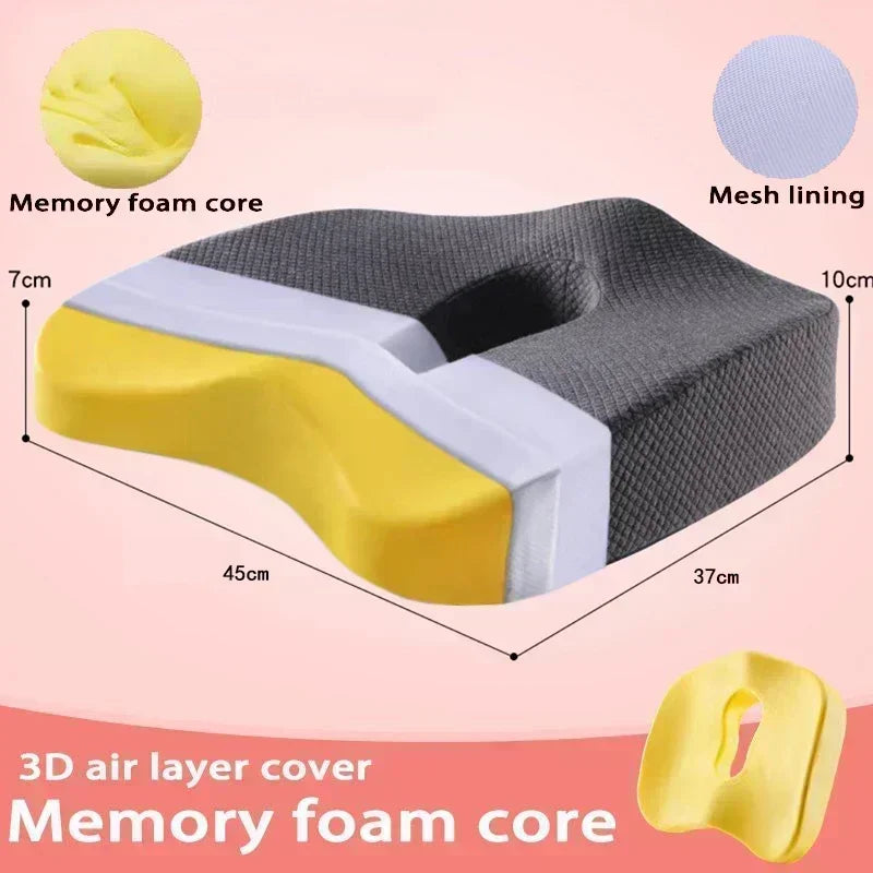 Memory Foam Seat Cushion Orthopedic Pillow Coccyx Office Chair Cushion Support Waist Back Pillow Car Seat Hip Massage Pad Sets