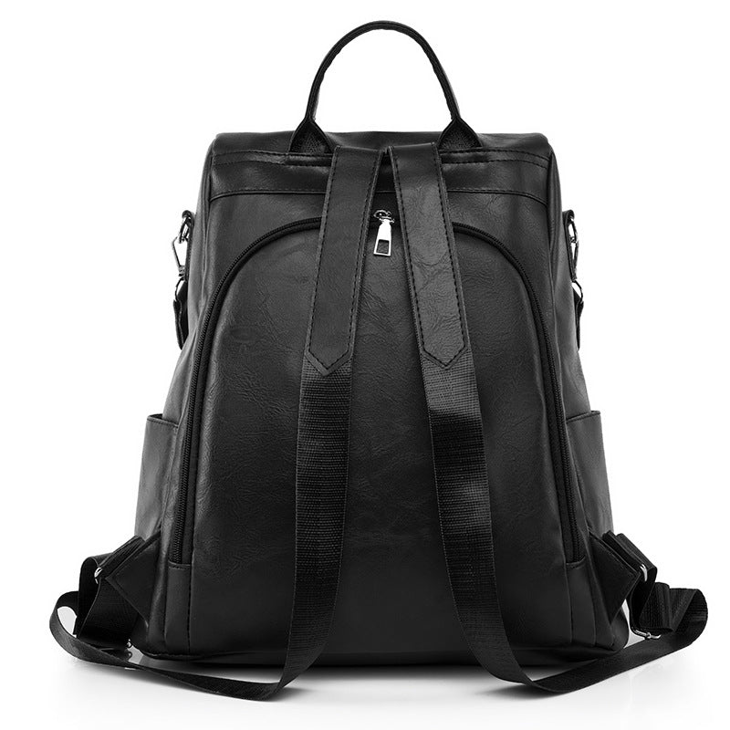 PU Ladies Simple Solid Color Travel Anti-theft Backpack