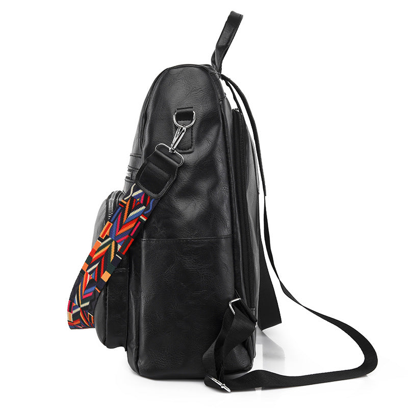 PU Ladies Simple Solid Color Travel Anti-theft Backpack