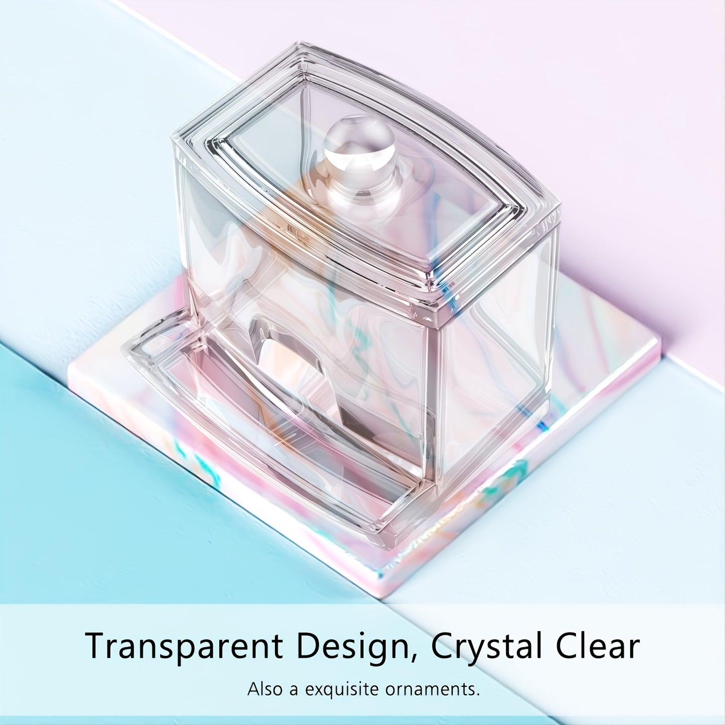 1pc 3.5*3.5in Acrylic Cotton Swabs Storage Holder, Cotton Swabs Box, Cotton Pads Holder