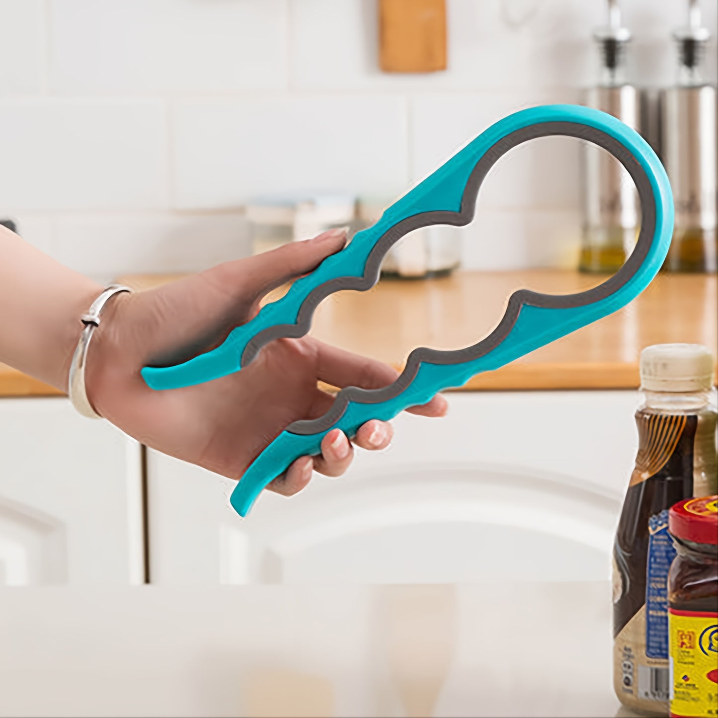 1pc Multifunctional 4-in-1 Jar Opener, Jar Gripper, Lid Opener, Can Opener, Bottle Opener For Arthritic Hands And Weak Hand, Jar Opener For Seniors With Arthritis, 9.06*3.74in/23*9.5cm