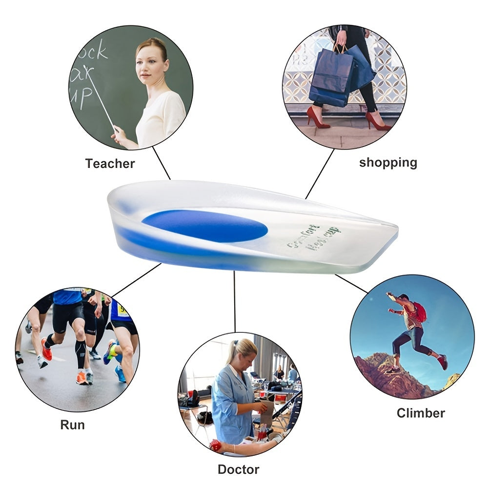 2pcs/pair Soft Silicone Gel Insoles For Heel Spurs Pain Relief Foot Cushion Foot Massager Care Heel Cups Shoe Pads Height Increase Insoles