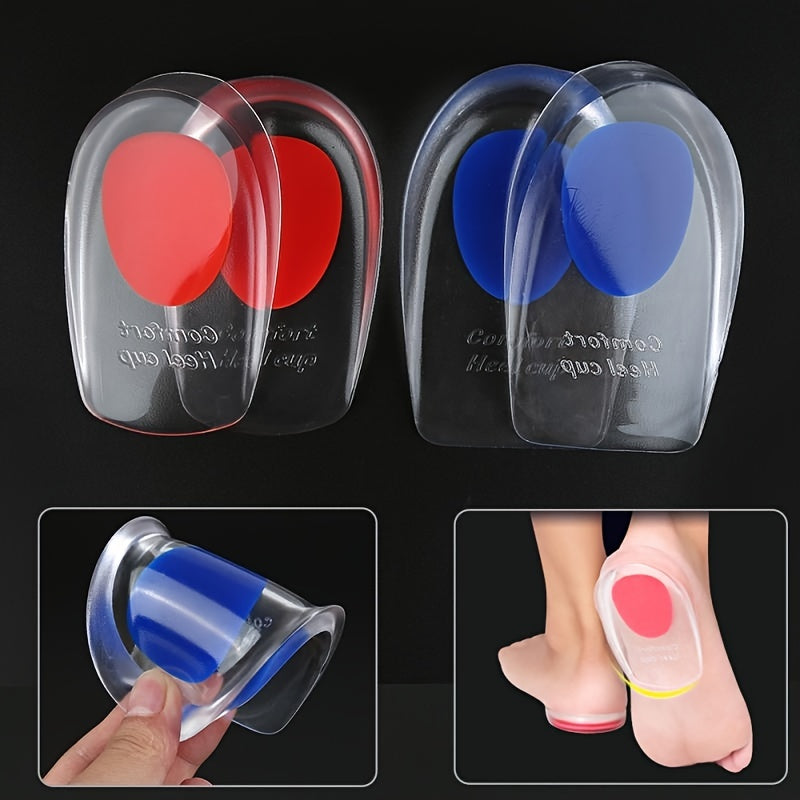 2pcs/pair Soft Silicone Gel Insoles For Heel Spurs Pain Relief Foot Cushion Foot Massager Care Heel Cups Shoe Pads Height Increase Insoles