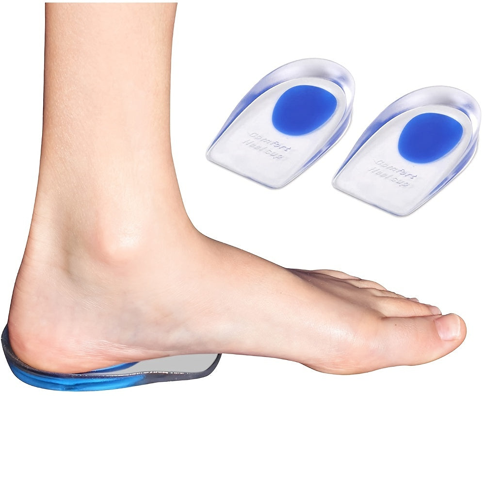 2pcs/pair Soft Silicone Gel Insoles For Heel Spurs Pain Relief Foot Cushion Foot Massager Care Heel Cups Shoe Pads Height Increase Insoles